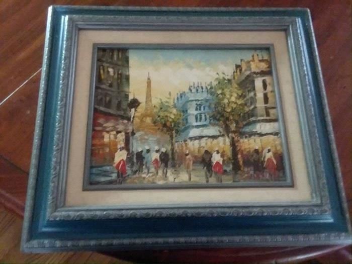 Paris oil - framed picture