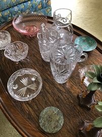 EXTENSIVE collection of crystal and ceramics - just a sample here (cut glass - circa 1930 and 1940s, and depression glass)