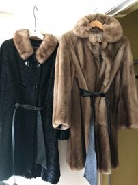 Mink and shearling coats - size 12-16