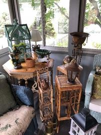 Side tables, rattan plant stands, bird houses, copper stands and more!