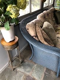 Wicker couch with cushions