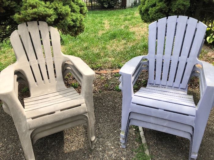 Adirondak chairs - seit of 3 (gray) and 4 (purple) - plastic