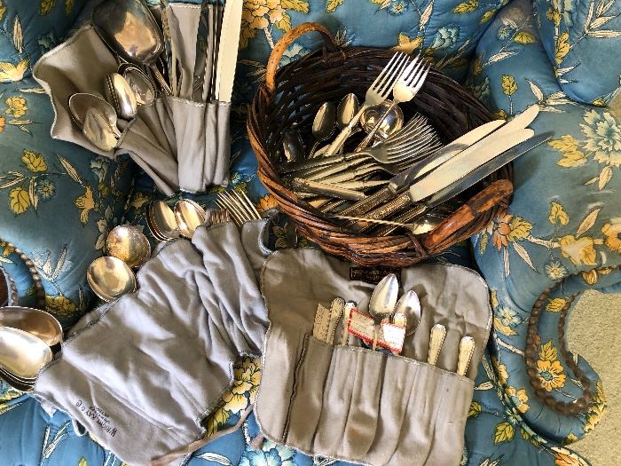 Sterling silver serviceware sets and spoons
