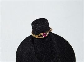 14K with ruby and small diamond