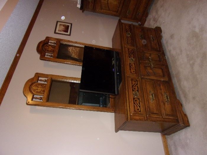 American Drew, Inc. dresser with two mirrors.