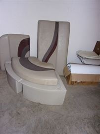 Pontoon boat seat backings and captains chair.
