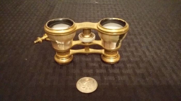 Beautiful brass Casa Piccola opera glasses with abalone.