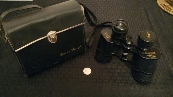 Vintage Sans & Streiffe binoculars with case.
