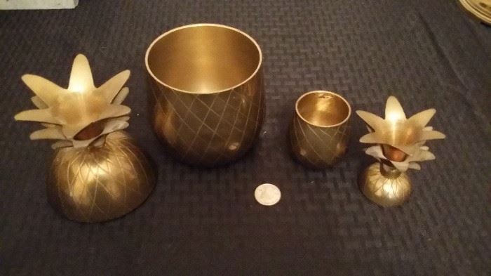 Brass pineapple candle holders/containers.