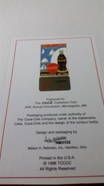 COA for wood ship produced for Coca Cola Collector's members.