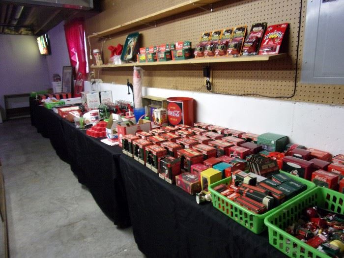 TONS of Coca Cola ornaments, die cast cars, trays, dinnerware, stickers, etc!!