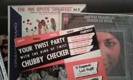 Vintage records, Chubby Checker, Ink Spots, Big Band era and more.