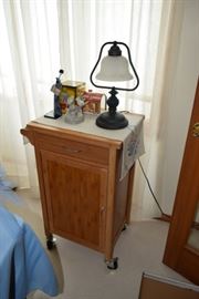 Small Cart on Wheels, Lamp, Home Decor