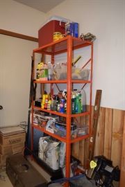 Shelving Unit, Garage/Cleaning Items