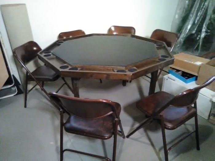 Poker table and six chairs