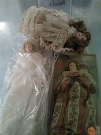 Assorted porcelain dolls for the tree