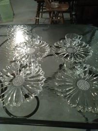 Heavy crystal lunch plates with cups