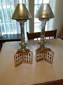 Mercury Glass Buffet Lamps and Enameled Eggs