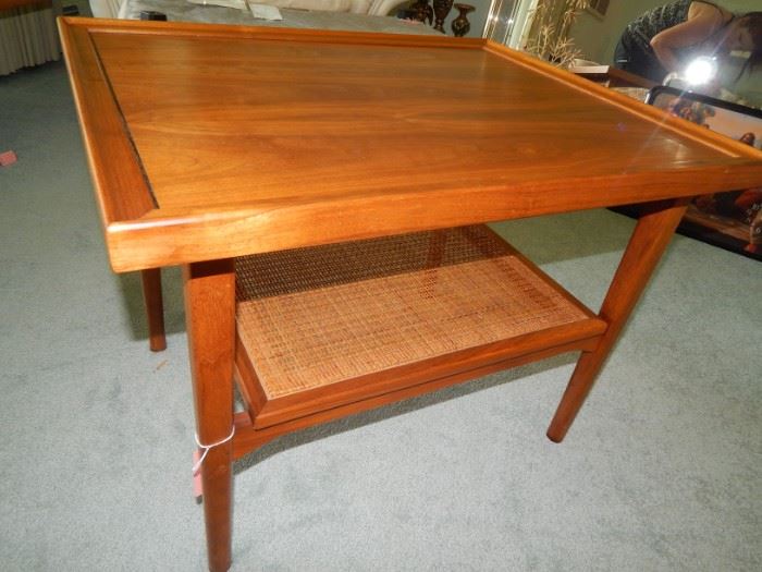 "Declaration by Drexel" End Table(s) - Set of 2, two tier with caning- stamped 1965. Immaculate condition