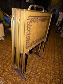 Vintage TV Trays on Original Stand