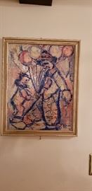 original signed oil painting "Clowns"