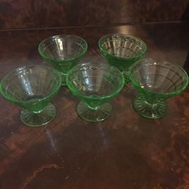  Uranium glass dessert cups set of five 