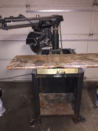  Vintage craftsman radial arm saw and rolling cart 