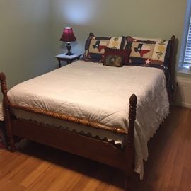  Queen size bed made of solid oak from the 1950s 