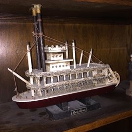   Old model steamboat labeled mark twain 