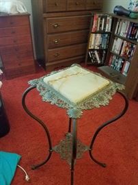 Vintage Marble Top Brass Table 