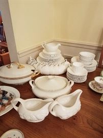 Susie Cooper England White Dishes
2 Fruit embossed Gravey Servers
2  Covered White Serving Dishes