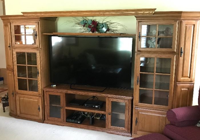Aspen Left/Right Media Pier w Bridge lighting & 62" TV Stand-Like New-Excellent shape can be used seperately or one unit. PD $2150 NBF
