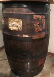 Antique 55 Gal Banded Whiskey barrel excellent shape-cool in any space
