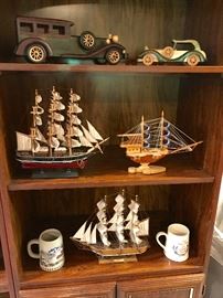 Hand made model cars-ships