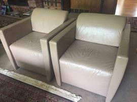 Pair of Leather Arm Chairs - modern