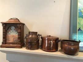 Antique copper lunch pails, pots and more!