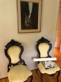 Parlor Chairs - mahogany - pair - excellent condition