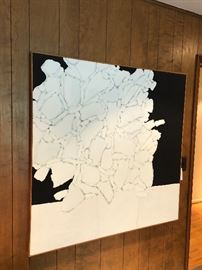 Large black and white framed acrylic