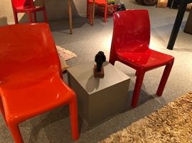 Modern acrylic chairs - 2 orange, 2 red available