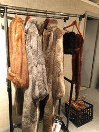 Fur Coats:  mink, and rabbit - size 6 - 10