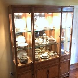 China cabinet is one piece and measures 81" high, 63" wide and 15" deep. 