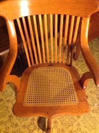 Stunning Oak Cane desk chair in very good condition on wheels