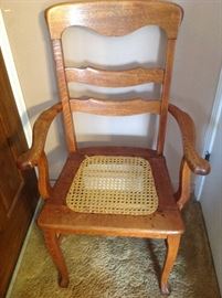 Antique Oak Arm Chair with cane seat