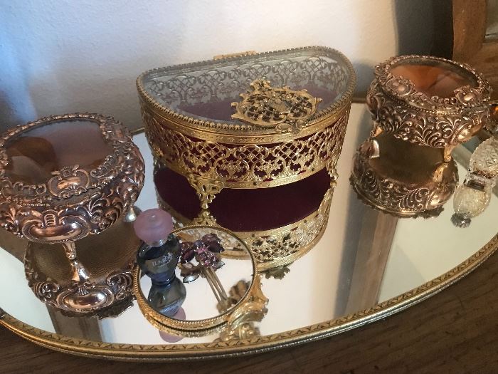 Trinket boxes and a vanity tray
