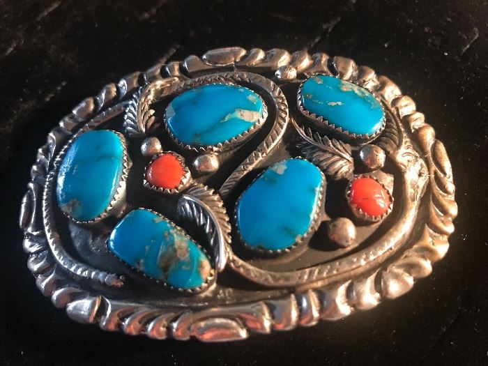 Sterling and Turquoise Belt Buckle 