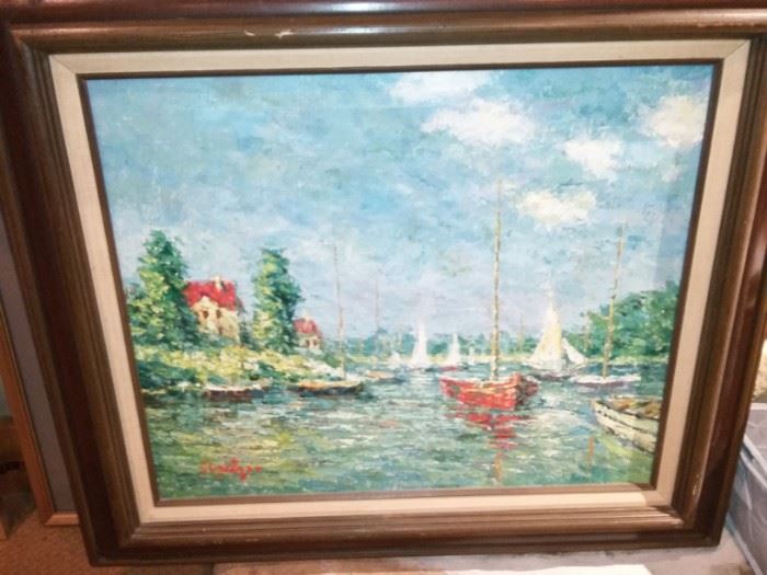 Original Sailboat Scene by S. Spitzer