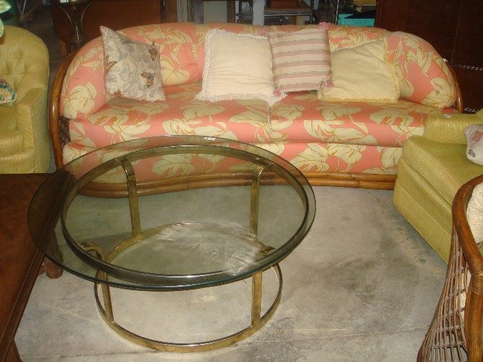 RANTAN SOFA  - GLASS COFFEE TABLE