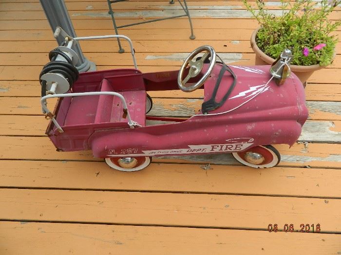 antique fire engine pedal car