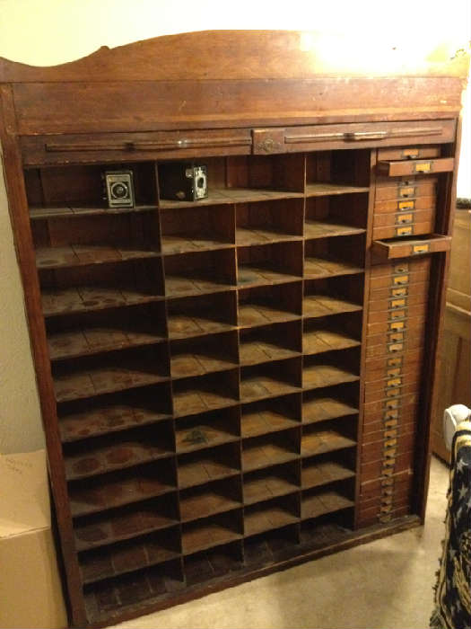 Antique Hotel Key Cabinet