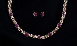Ruby and 18K Gold Necklace and Eariings